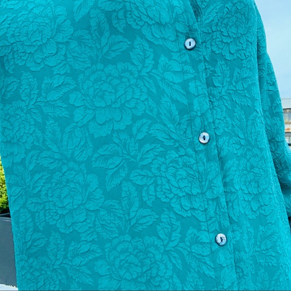 Zara Silk Lux Victorian Bohemian Convex Textured Elevated 3D Flower Top Blouse - Picture 15 of 16